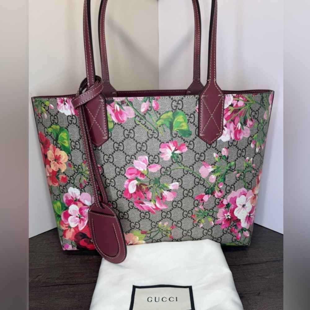 Gucci Floral Tote Bag - Pink and Gray